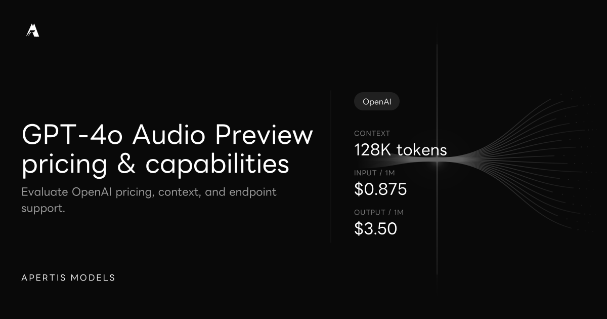 GPT-4o Audio Preview - AI Model Pricing & API | Apertis